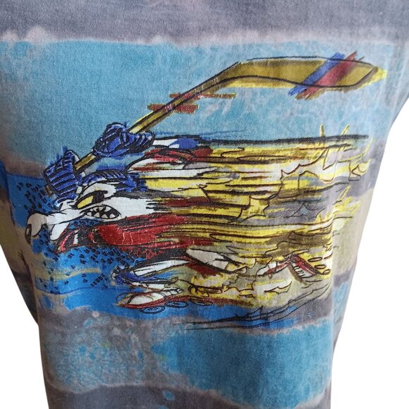 Medium Tie-Dye T-Shirt Vintage Mens T-shirt Medium 90s HOCKEY TIE DYE 1997 - Picture 2 of 9